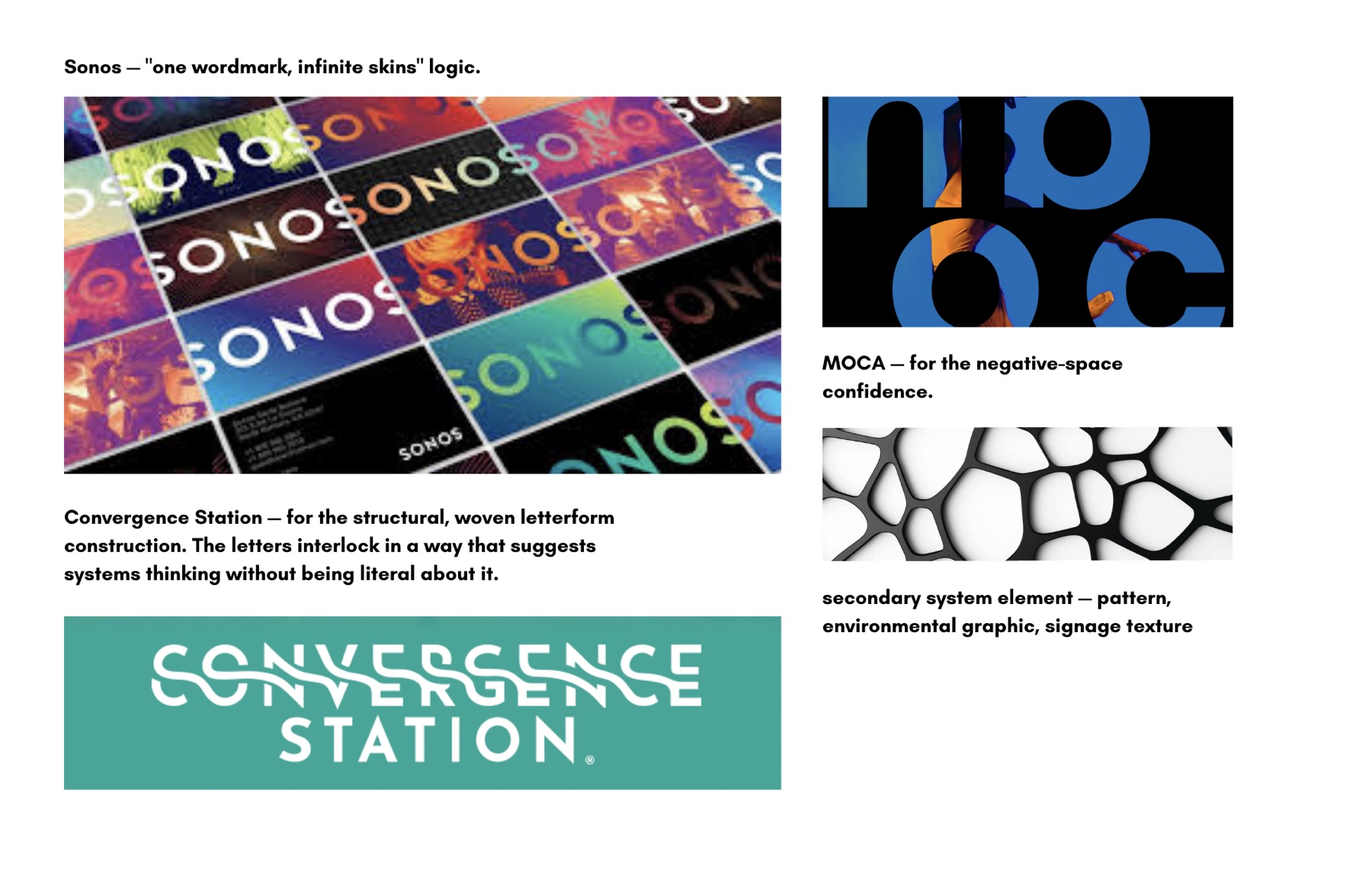 Reference notes: what each brand was there to teach