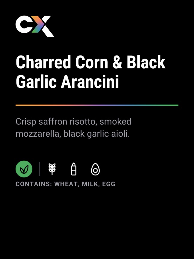 Charred corn arancini