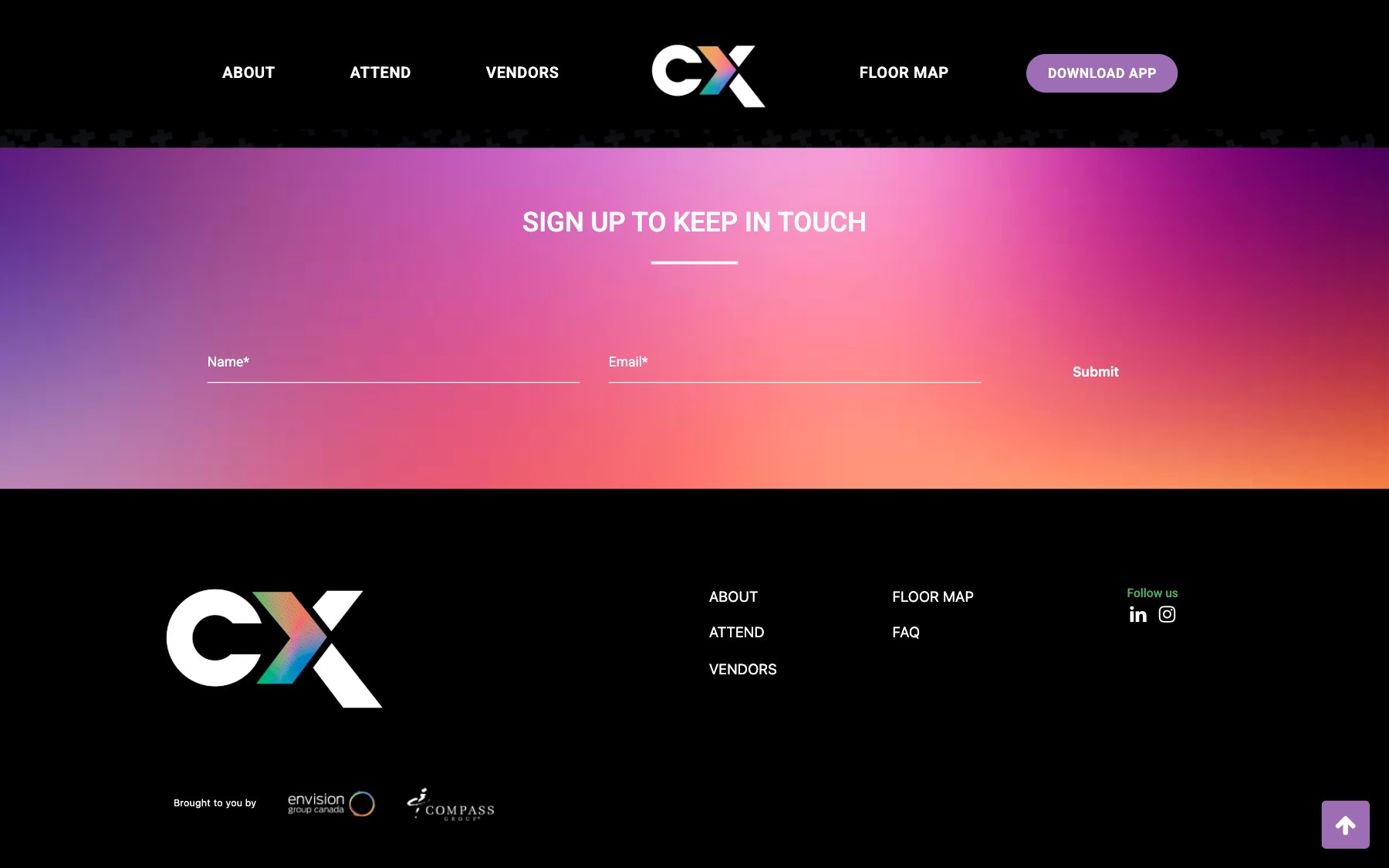 The gradient sign-up band and footer