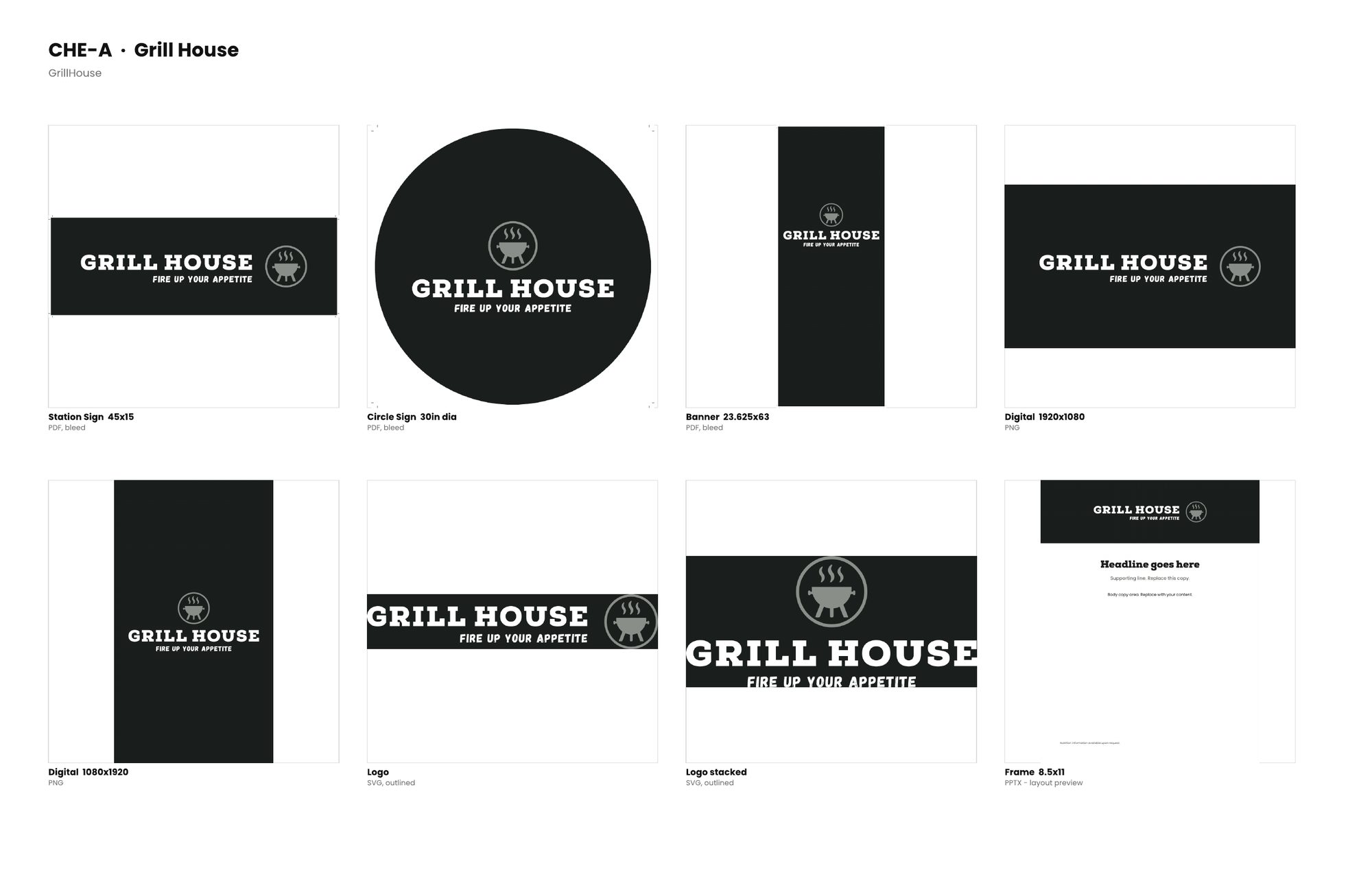 The same kit for Grill House in a dark identity