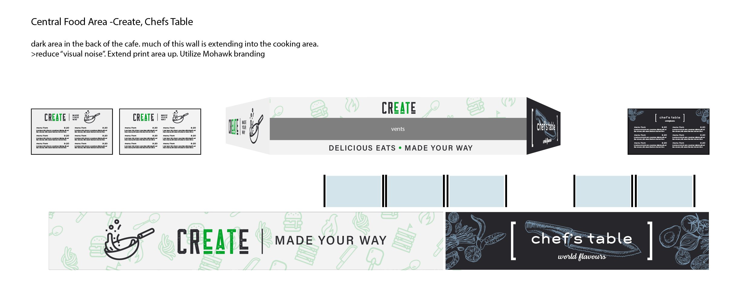 Central food area: Create and Chef's Table