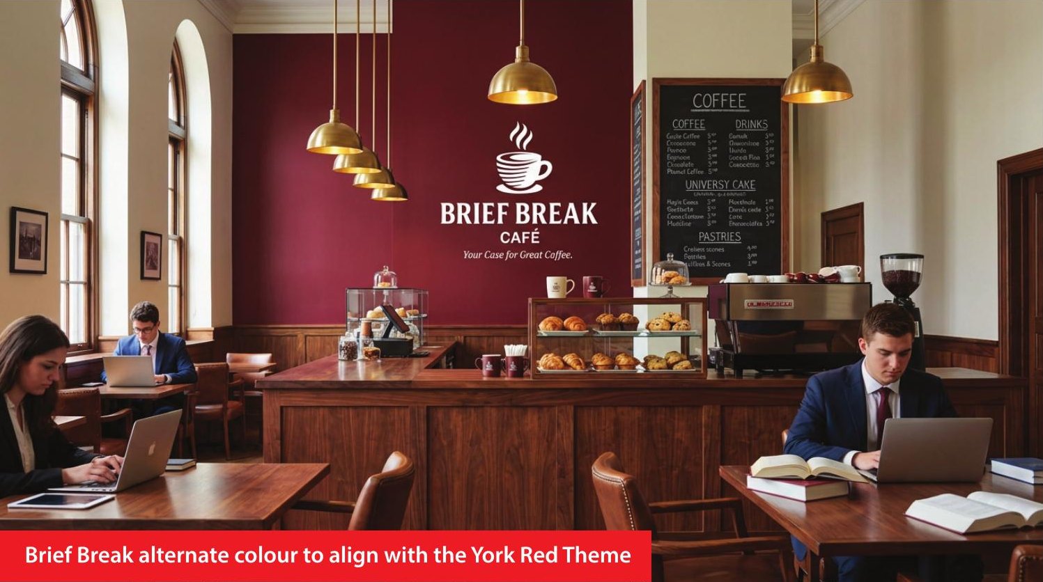 Brief Break in York red, concept mockup